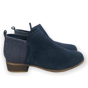 Toms Deia Blue Suede Zip Up Ankle Booties 9